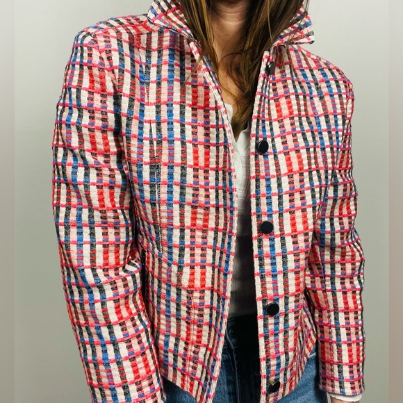 Akris Punto Tweed Plaid Jacket · Boxy Tailored Silhouette - Picture 13 of 16